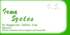 irma szeles business card